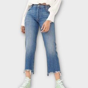 Free People We the Free Maggie Mid Rise Straight Jeans Bondi Blue